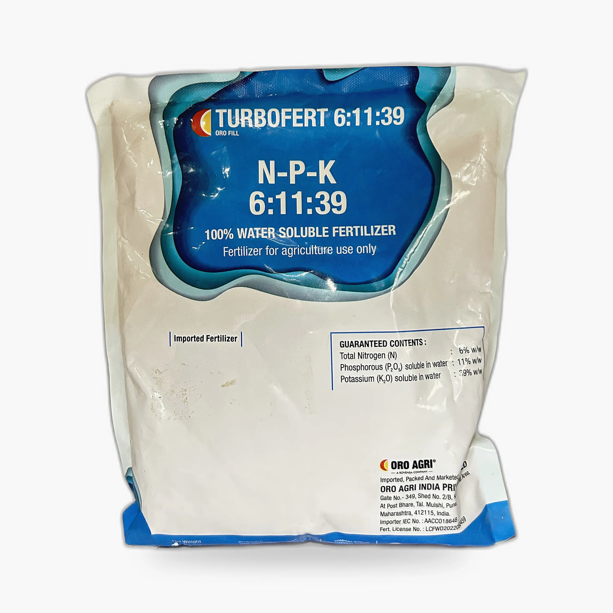 Turbofert Oro Fill 6-11-39 Fertilizer – Front