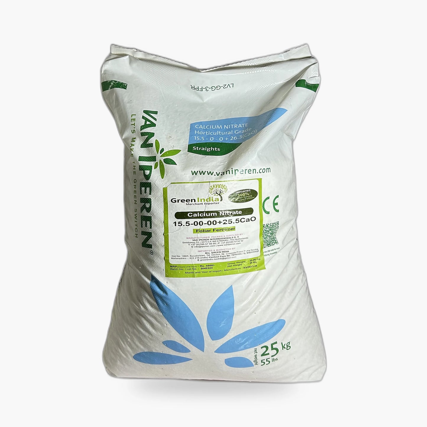 Van Iperen Calcium Nitrate Horticultural Grade 15.5 - 0 - 0 + 26.3(CaO), Water Soluble Fertilizer – Front