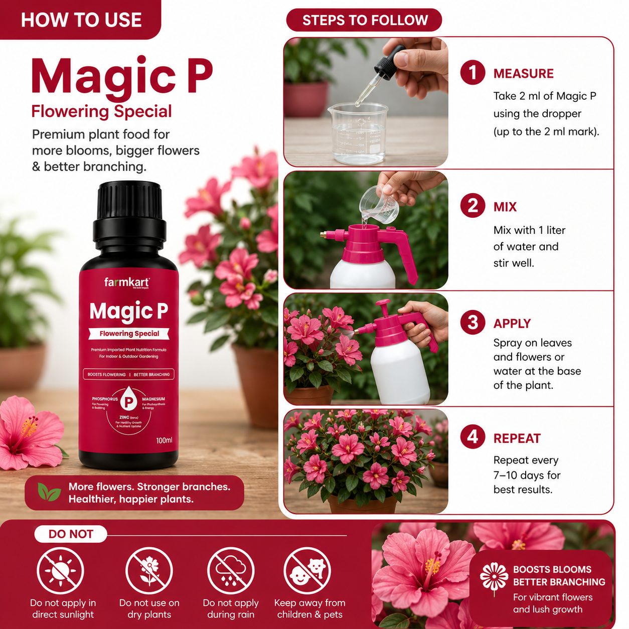 Farmkart Root to Bloom Complete Garden Care Kit (Carbon+ + Magic P + Neem Oil) – 100ml Each