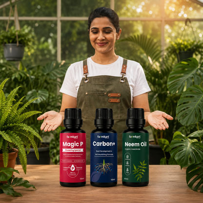 Farmkart Root to Bloom Complete Garden Care Kit (Carbon+ + Magic P + Neem Oil) – 100ml Each